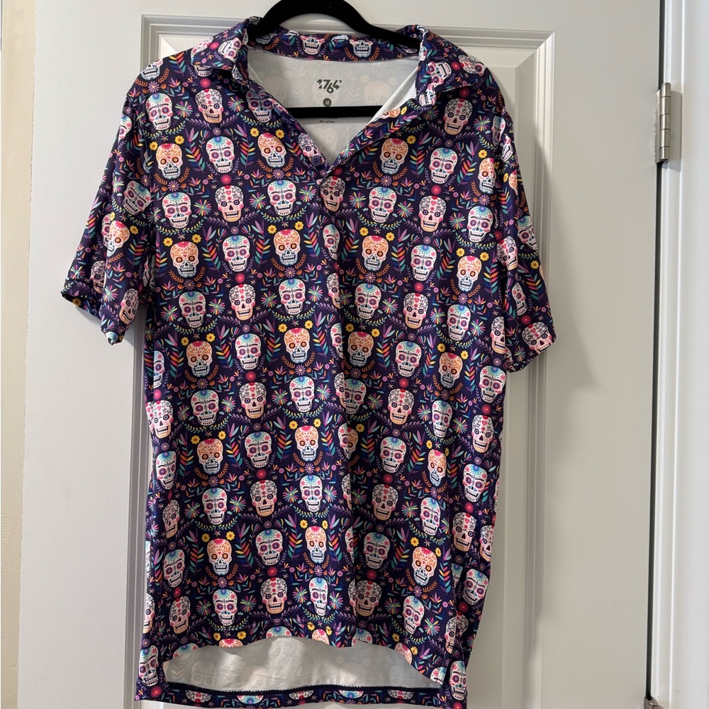 1764 Colorful Skull Golf Polo